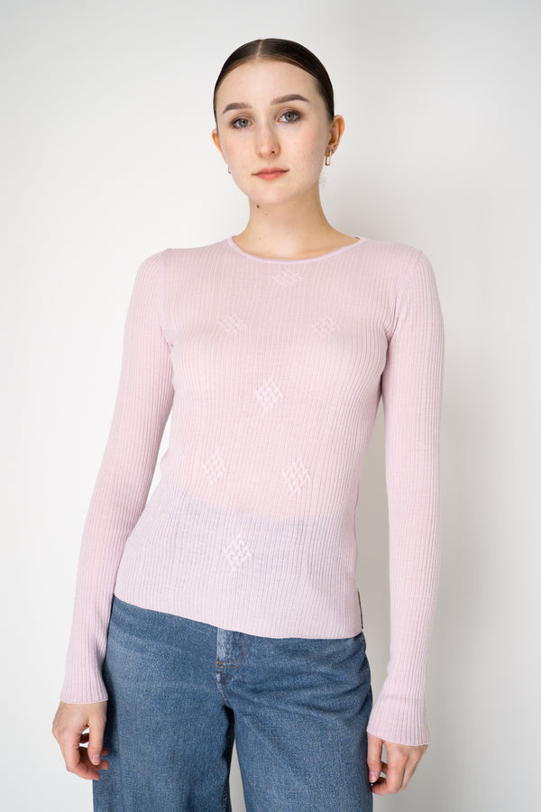 Tonet Featherweight Merino Wool Knit Crew Neck in Lilac Pink