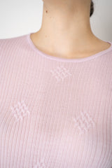Tonet Featherweight Merino Wool Knit Crew Neck in Lilac Pink
