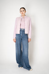 Tonet Merino Wool Knit Jacket with Insulated Front in Lilac Pink
