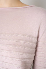 Tonet Wool Cashmere Knit Ribbed Lurex Pullover in Lilac Pink