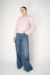 Tonet Wool Cashmere Knit Ribbed Lurex Pullover in Lilac Pink