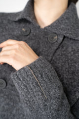 Tonet Wool Cashmere Knit Collared Double Breasted Coat in Grey