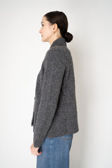 Tonet Wool Cashmere Knit Collared Double Breasted Coat in Grey