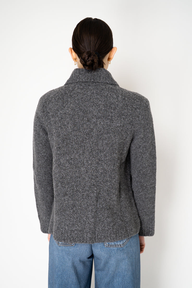 Tonet Wool Cashmere Knit Collared Double Breasted Coat in Grey