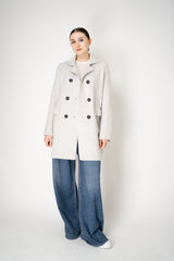 Tonet Wool Cashmere Double Breasted Knit Coat in Light Grey