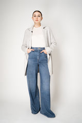 Tonet Wool Cashmere Double Breasted Knit Coat in Light Grey