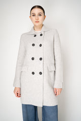 Tonet Wool Cashmere Double Breasted Knit Coat in Light Grey