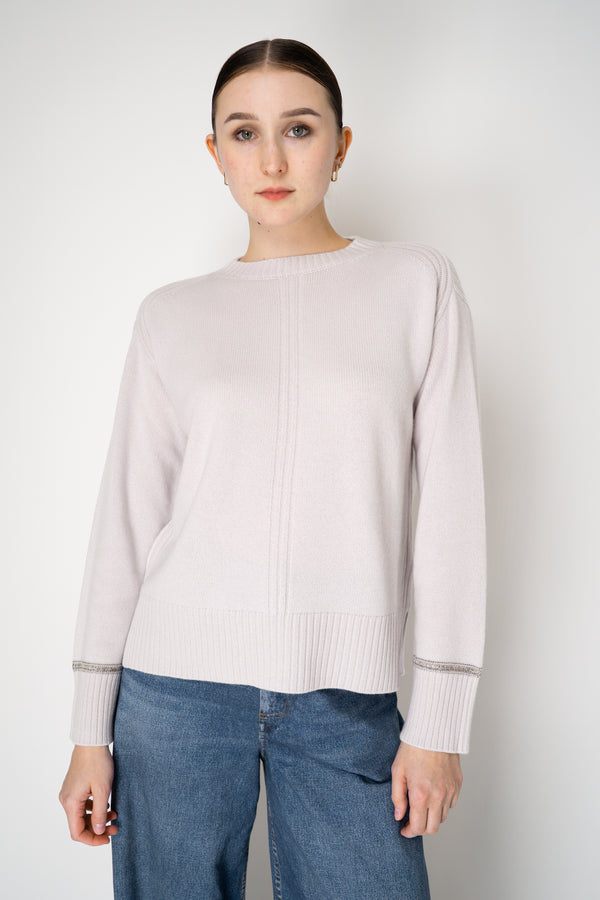 Tonet Knit Cashmere Pullover with Lurex Bracelets in Light Grey