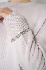 Tonet Knit Cashmere Pullover with Lurex Bracelets in Light Grey