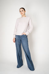 Tonet Knit Cashmere Pullover with Lurex Bracelets in Light Grey