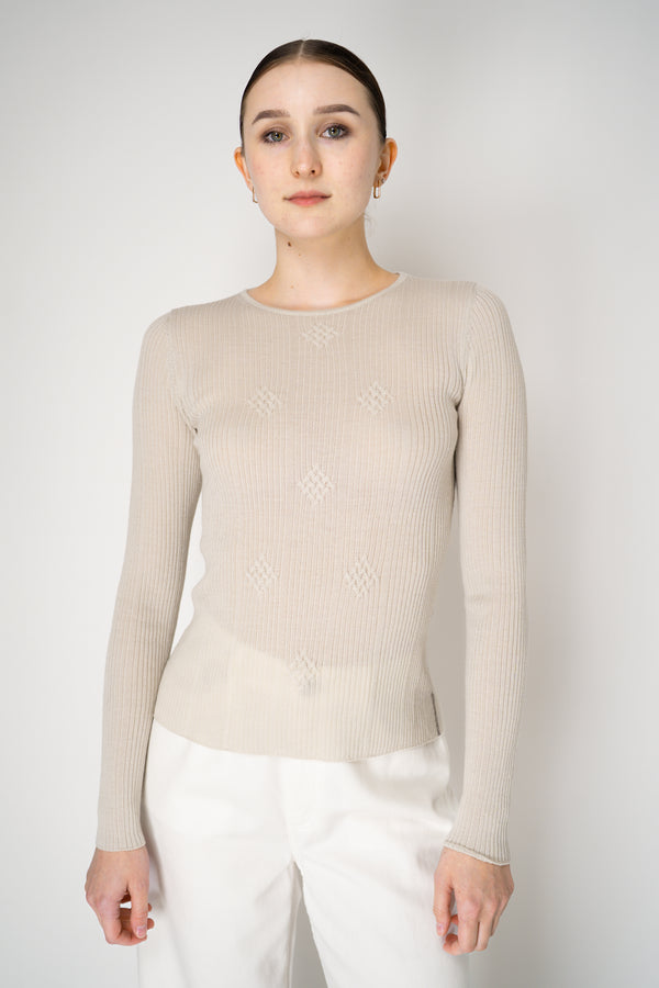 Tonet Featherweight Merino Wool Knit Crew Neck in Clay