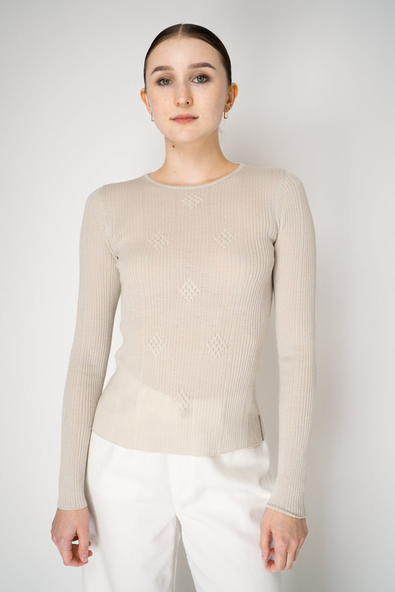 Tonet Featherweight Merino Wool Knit Crew Neck in Clay