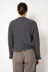 Tonet Wool Cashmere Knit Lurex Cardigan in Grey