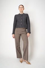 Tonet Wool Cashmere Knit Lurex Cardigan in Grey