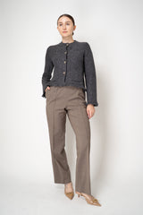 Tonet Wool Cashmere Knit Lurex Cardigan in Grey