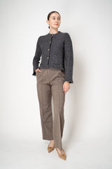 Tonet Wool Cashmere Knit Lurex Cardigan in Grey