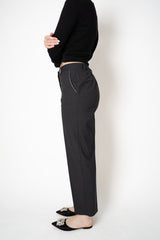 Tonet Virgin Wool Weave Tapered Trousers with Lurex Thread Embellished Pockets in Dark Grey