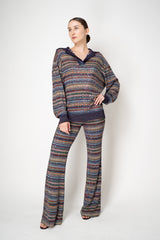 Missoni Flare Viscose Trousers Mini Chevron with Sequins in Multicolour