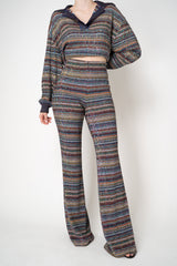 Missoni Flare Viscose Trousers Mini Chevron with Sequins in Multicolour