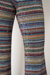 Missoni Flare Viscose Trousers Mini Chevron with Sequins in Multicolour