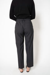 Tonet Virgin Wool Weave Tapered Trousers with Lurex Thread Embellished Pockets in Dark Grey