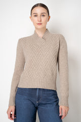 Tonet Wool Cashmere V-neck Chevron Pullover in Gold