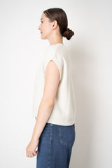 Tonet Wool Cashmere Knit Sleeveless Pullover with Stockinette Stripes in Off-White