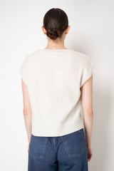 Tonet Wool Cashmere Knit Sleeveless Pullover with Stockinette Stripes in Off-White