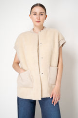 Tonet Quilted Sheraling Vest with Knit Back in Oat