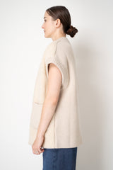Tonet Quilted Sheraling Vest with Knit Back in Oat