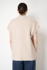Tonet Quilted Sheraling Vest with Knit Back in Oat