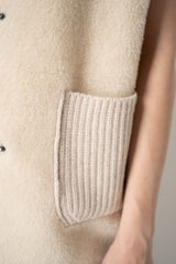 Tonet Quilted Sheraling Vest with Knit Back in Oat