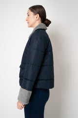 Tonet Padded Jacket with Faux Shearling Collar and Cuffs in Navy