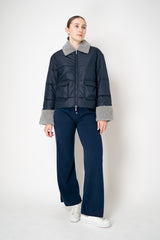 Tonet Padded Jacket with Faux Shearling Collar and Cuffs in Navy