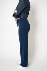 Tonet Pull-On Style Straight Leg Wool Cashmere Knit Trousers in Navy