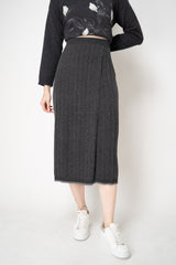Tonet Ribbed Knit Ankle Length Skirt in Charcoal