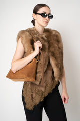 Dolce & Gabbana Small Vittoria Suede Shoulder/ Hand Bag in Caramel