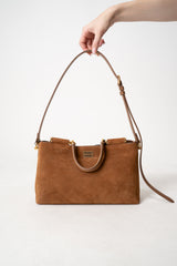 Dolce & Gabbana Small Vittoria Suede Shoulder/ Hand Bag in Caramel