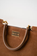 Dolce & Gabbana Small Vittoria Suede Shoulder/ Hand Bag in Caramel
