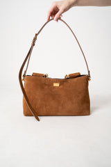 Dolce & Gabbana Small Vittoria Suede Shoulder/ Hand Bag in Caramel