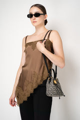 Balmain Mini Pulse Monogram Jacquard Bag in Black and Beige