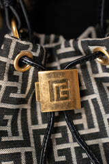 Balmain Mini Pulse Monogram Jacquard Bag in Black and Beige