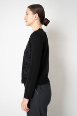 Tonet Merino Cashmere Knit Cardigan with Botanical Embroidery in Black