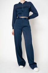 Tonet Crepe Straight Leg Trousers in Marine Blue