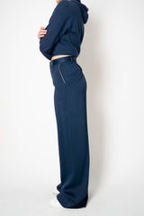 Tonet Crepe Straight Leg Trousers in Marine Blue