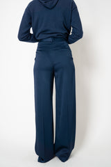 Tonet Crepe Straight Leg Trousers in Marine Blue