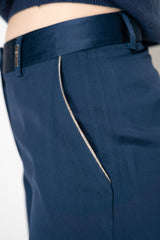 Tonet Crepe Straight Leg Trousers in Marine Blue