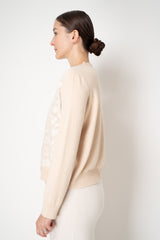Tonet Merino Cashmere Knit Cardigan with Botanical Embroidery in Vanilla