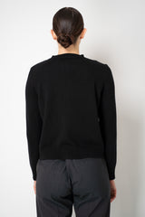 Tonet Merino Cashmere Knit Cardigan with Botanical Embroidery in Black