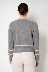 Tonet Cashmere Blend Knit Cardigan with "Vintage Mirror" Appliqué in Light Grey